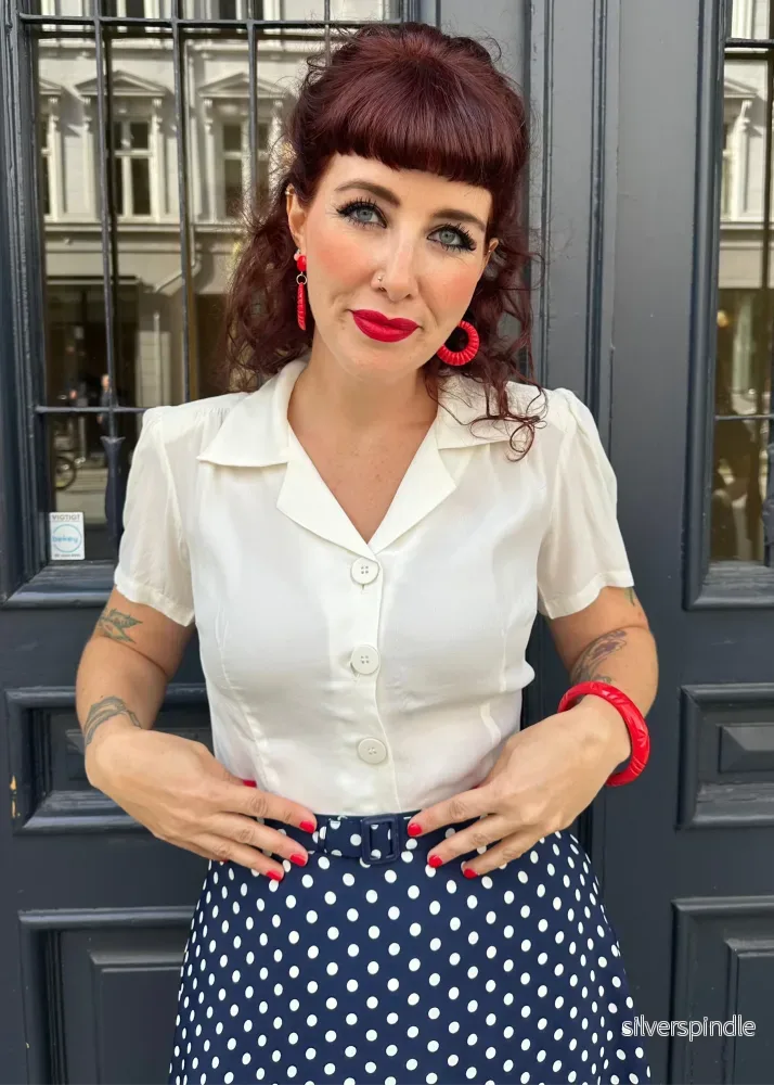 Grace kortärmad skjorta - kräm - Bild 2