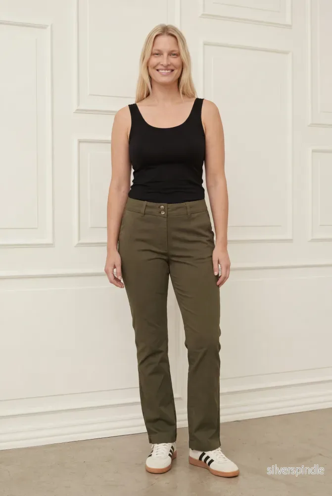 Isay Long Highwaist Chino - Khaki - Bild 3