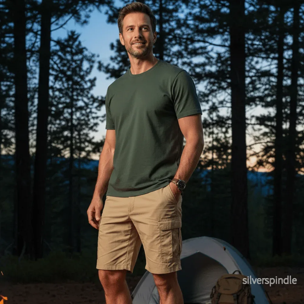 Aktiva Peaks | Cargo Shorts i Bomull med Sex Fickor | Andningsbar Design för Utomhusaktiviteter - Bild 2