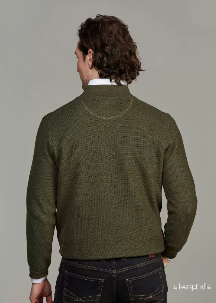 Hansen & Jacob Half zip Structure knit grön - Bild 2