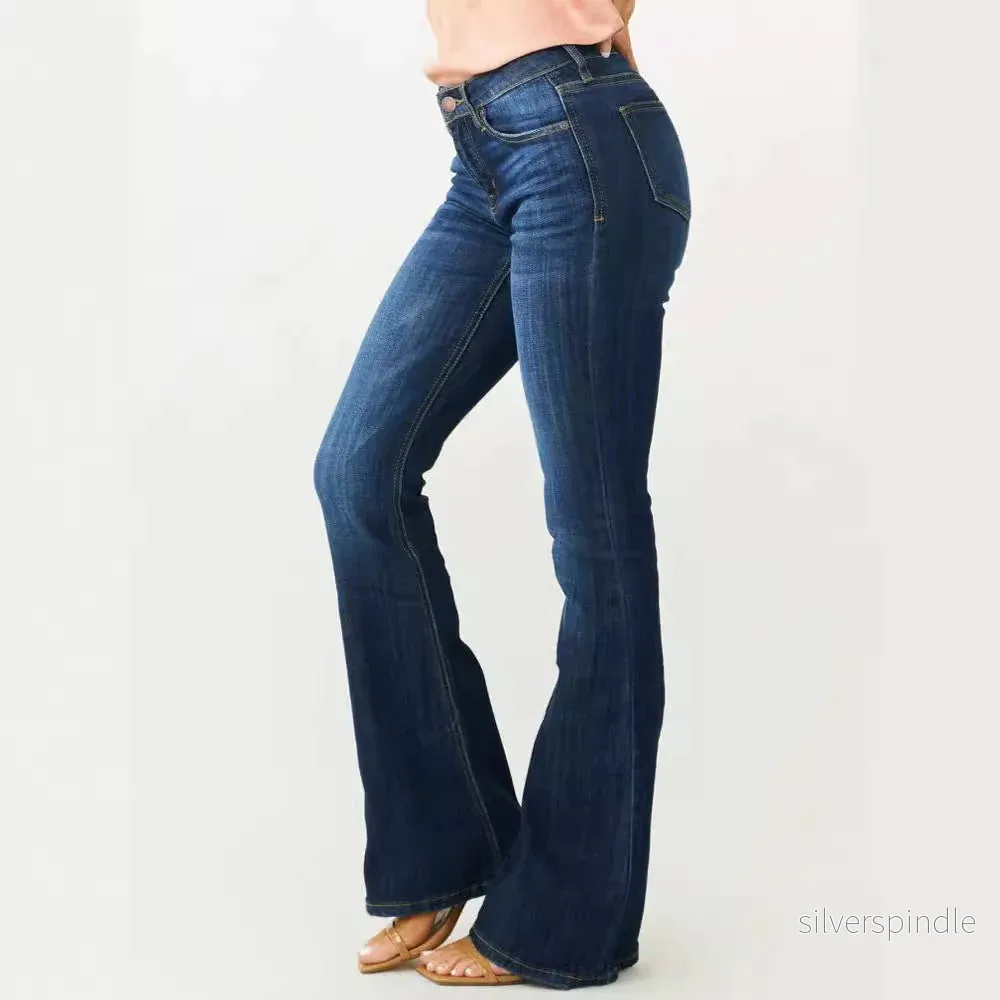 Sofia | Slitna Bootcut Jeans Dam med Medelhög Midja - Bild 3