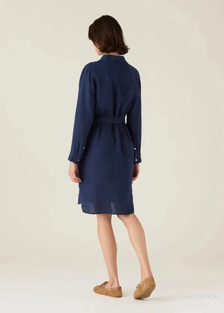 Lexington Linen Shirt Dress Navy - Bild 2