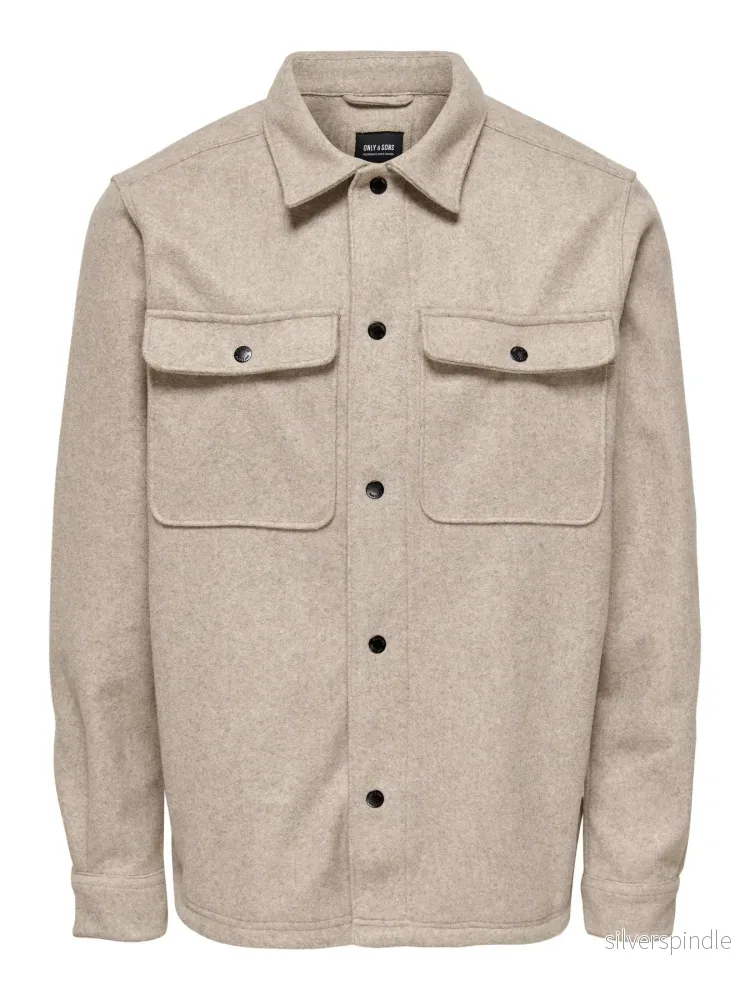 ASH OVERSHIRT WOOLEN LOOK CHINCHILLA ASH OVERSHIRT WOOLEN LOOK CHINCHILLA