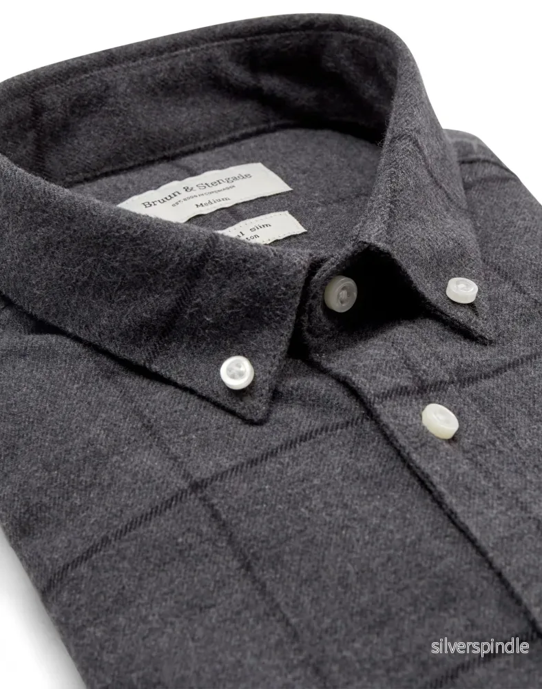 BS Hamza Casual Slim Fit Skjorta - Mörkgrå - Bild 2