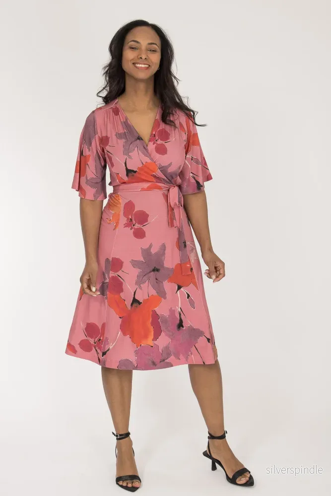 Essential bell sleeve short jersey dress – Dusty Pink Essential bell sleeve short jersey dress – Dusty Pink