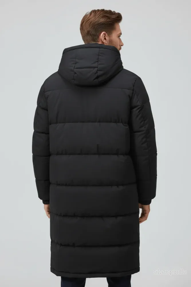 Noah | Tjockt Isolerad Trenchcoat för Män med Huva | Väderbeständig Design för Kalla Vinterdagar - Bild 3