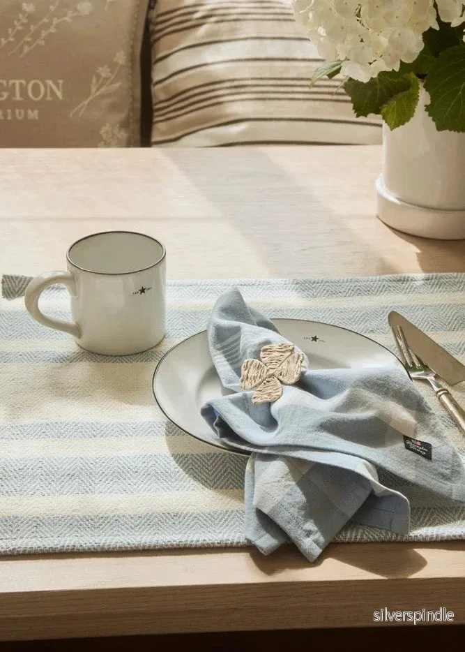 Lexington Striped Org Cot HB Placemat 50*40 BL/WH - Bild 2