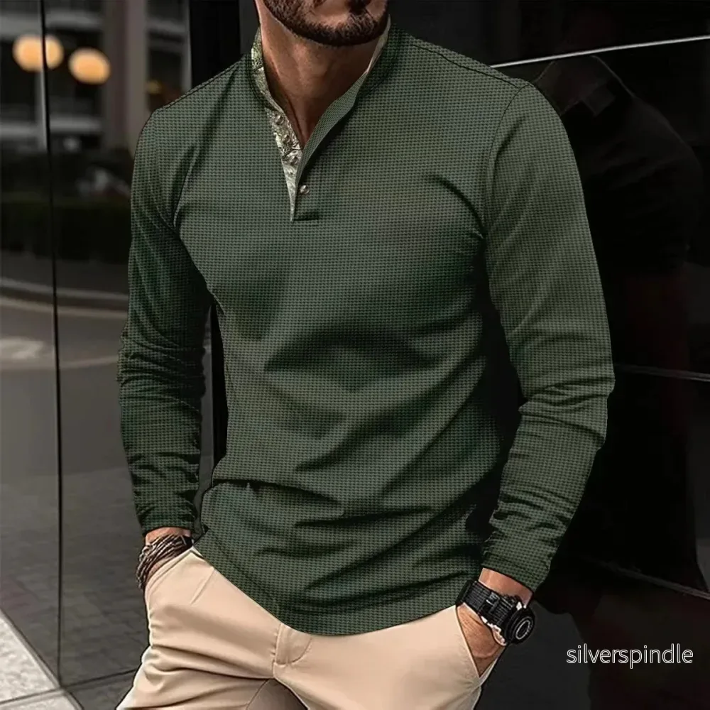 Modern Pikétröja för Män med Långa Ärmar och Kontrastkrage | Bekväm och Stilren Vardagslook Modern Pikétröja för Män med Långa Ärmar och Kontrastkrage | Bekväm och Stilren Vardagslook
