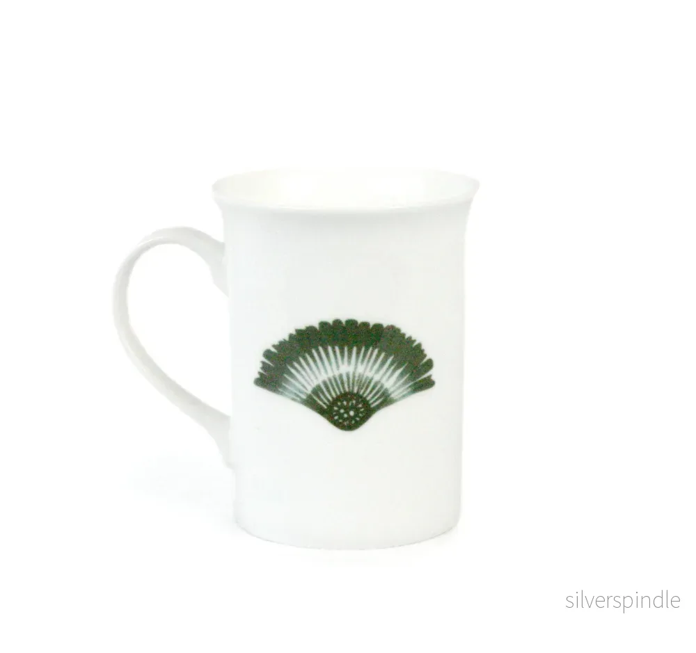 Kaffemugg Solfjäder Porslin Salviagrön 30cl - Bild 3