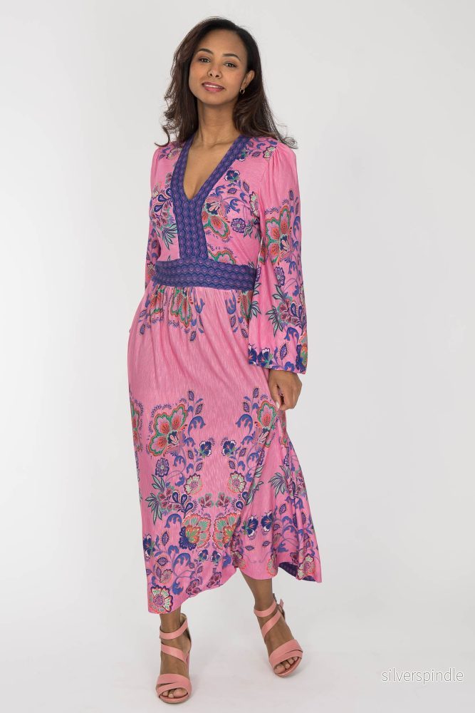 Pure boho midi jersey dress – Pink Pure boho midi jersey dress – Pink