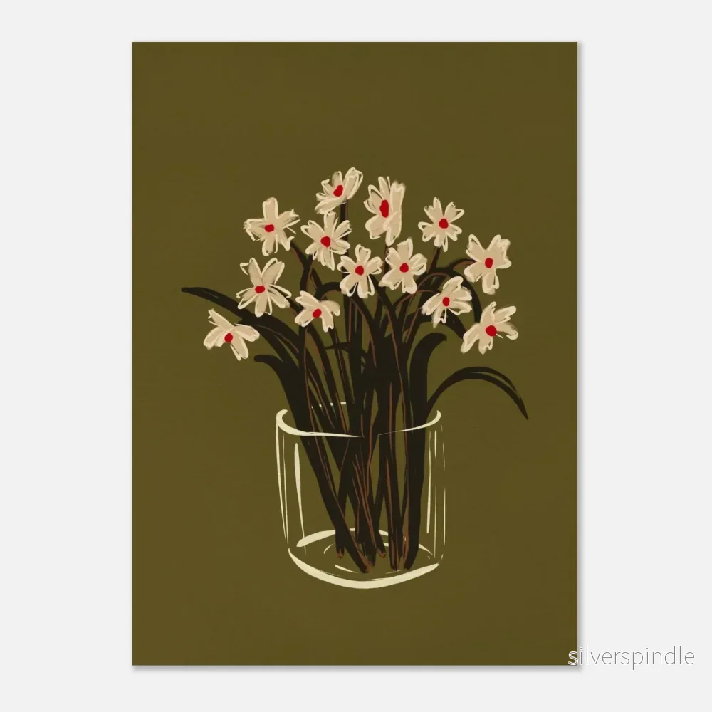 Sommarblommor i glas – Handmålad tavla med prästkragar - Bild 2
