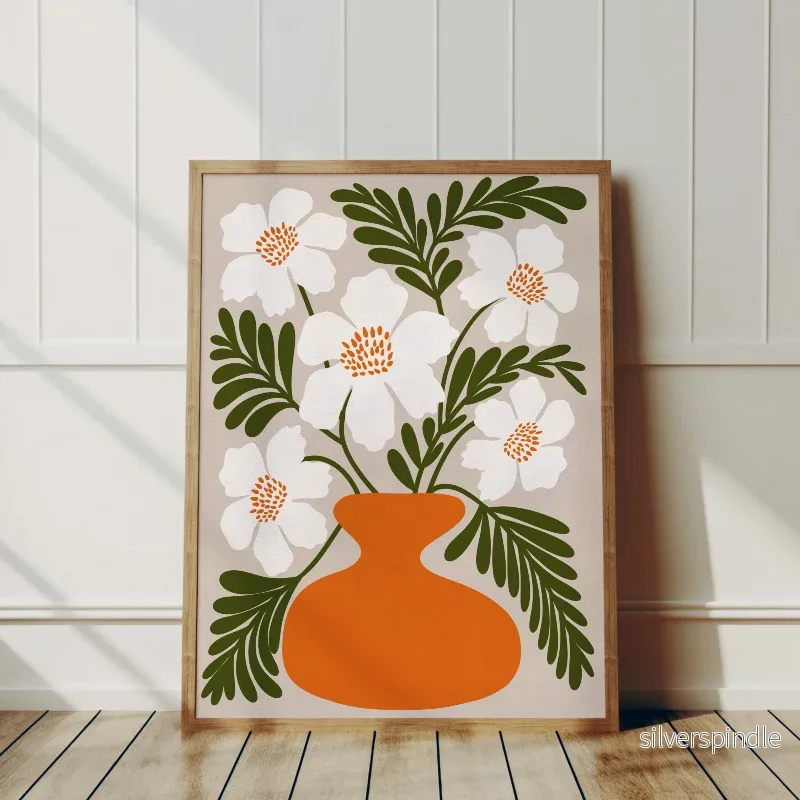 Grafisk Vallmo – Retro konsttryck Mid-century Modern