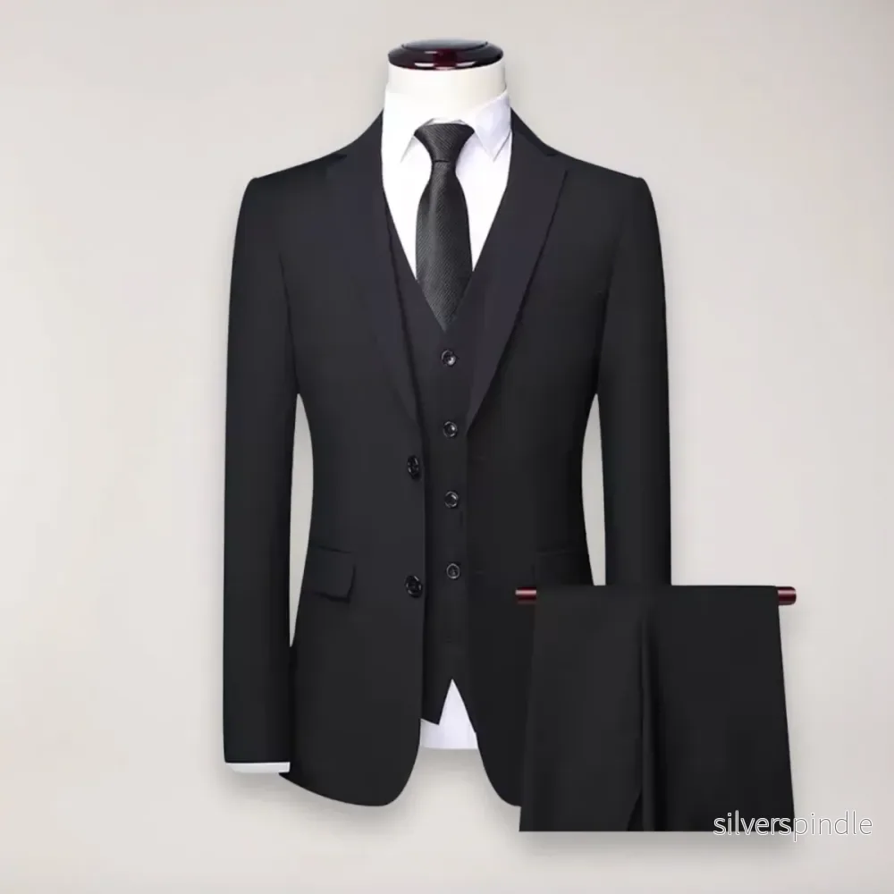 Elegant Tredelad Kostymset för Män med Skräddarsydd Kavaj | Stilren Look för Formella Tillfällen