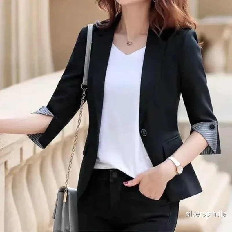 Elegant Damblazer | Slim Fit Kavaj med Randigt Foder för Modern Stil - Bild 2