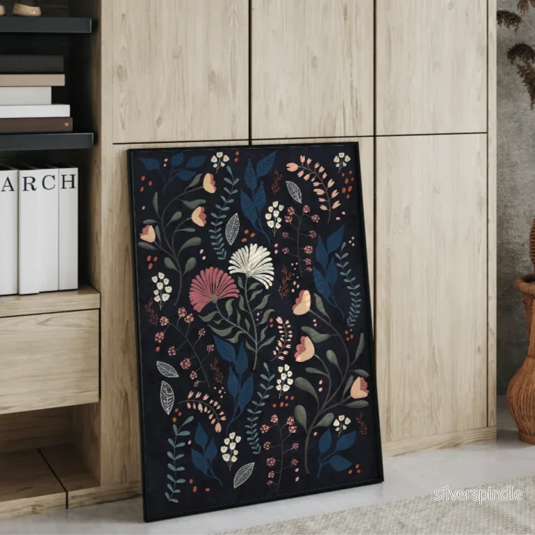 Vild Blomster Poster i Mörkblått - Bild 2