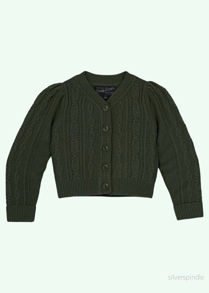 Little Ice Skater vintageinspirerad kofta för barn – pine green merinoull Little Ice Skater vintageinspirerad kofta för barn – pine green merinoull