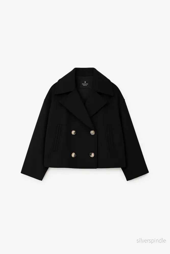 Elegant Kappa | Kort Kappa för Kvinnor med Bred Slag och Tvåradig Knapp | Perfekt för Vardags och Kvällsbruk - Bild 3