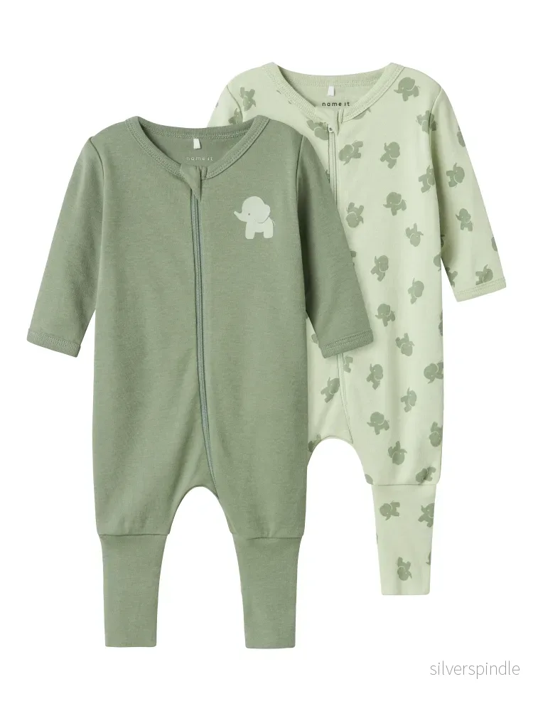 2-pack pyjamas grön Elefanter 2-pack pyjamas grön Elefanter