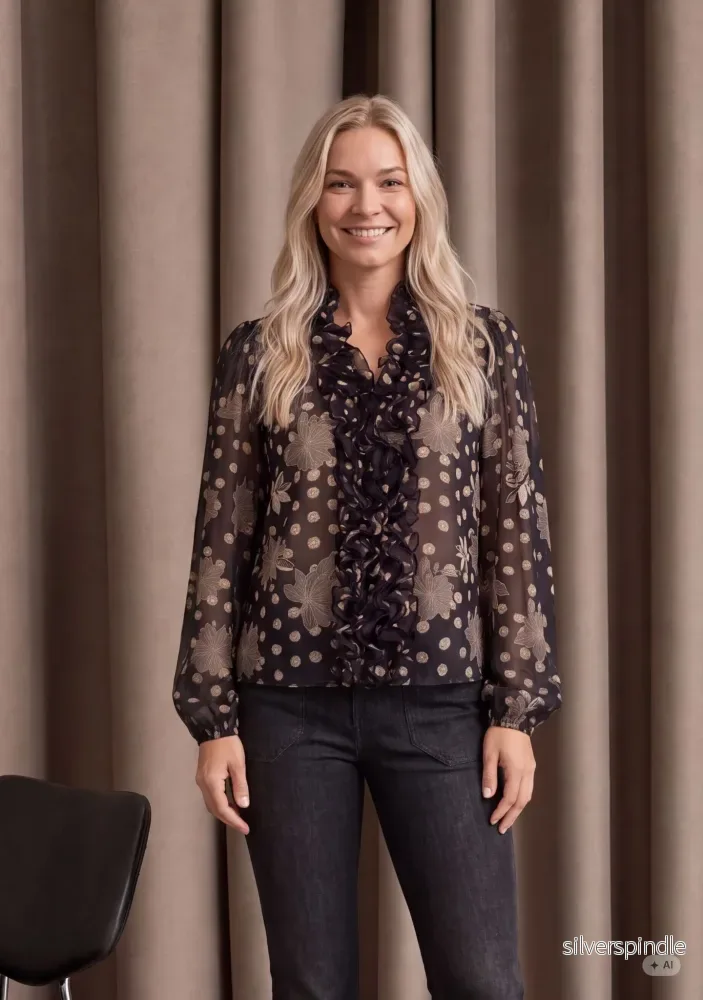 Vibse Ruffle Blouse – Flower/Dot Print