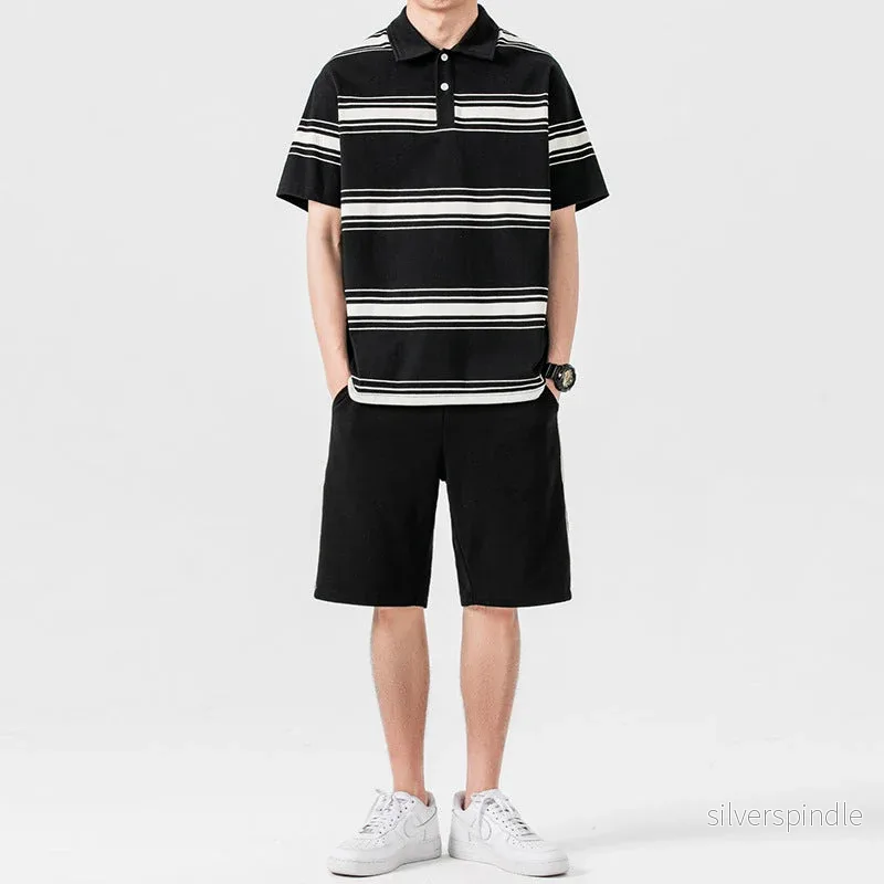 Liam | Avslappnad Tvådelad Sport Set med Kortärmad T-Shirt och Medellånga Shorts Liam | Avslappnad Tvådelad Sport Set med Kortärmad T-Shirt och Medellånga Shorts