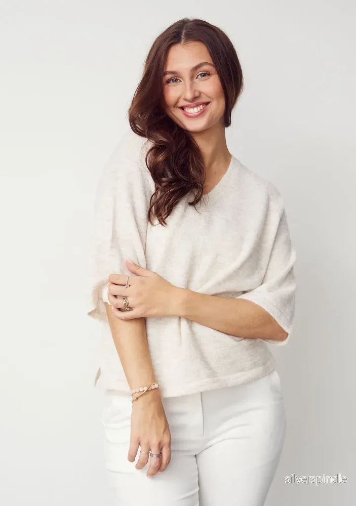 Anna s/s V-Neck Pullover – Broken White Anna s/s V-Neck Pullover – Broken White