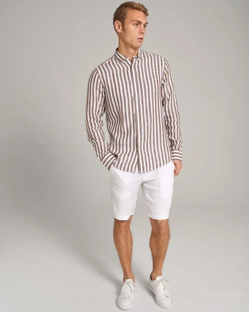 BS Ocon Casual Slim Fit Skjorta - Ochre/White - Bild 3