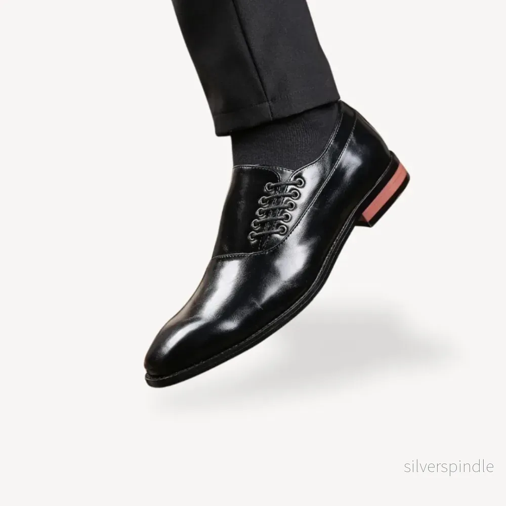Elegant Oxford-skor för män med spetsad tå och snörning | Tidlös stil för formella tillfällen - Bild 2