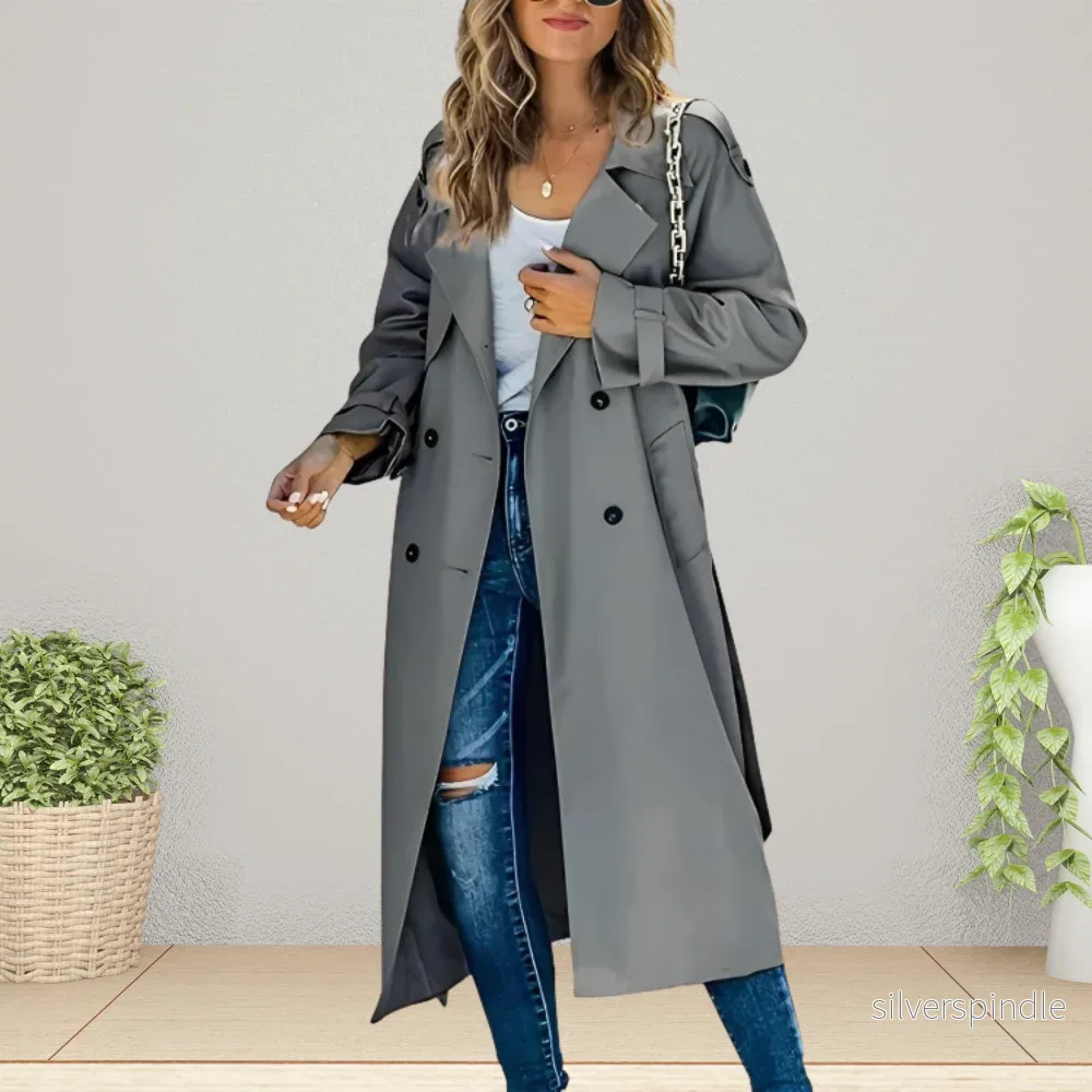 Olivia | Tidlös Dubbelknäppt Vårtrenchcoat - Bild 3