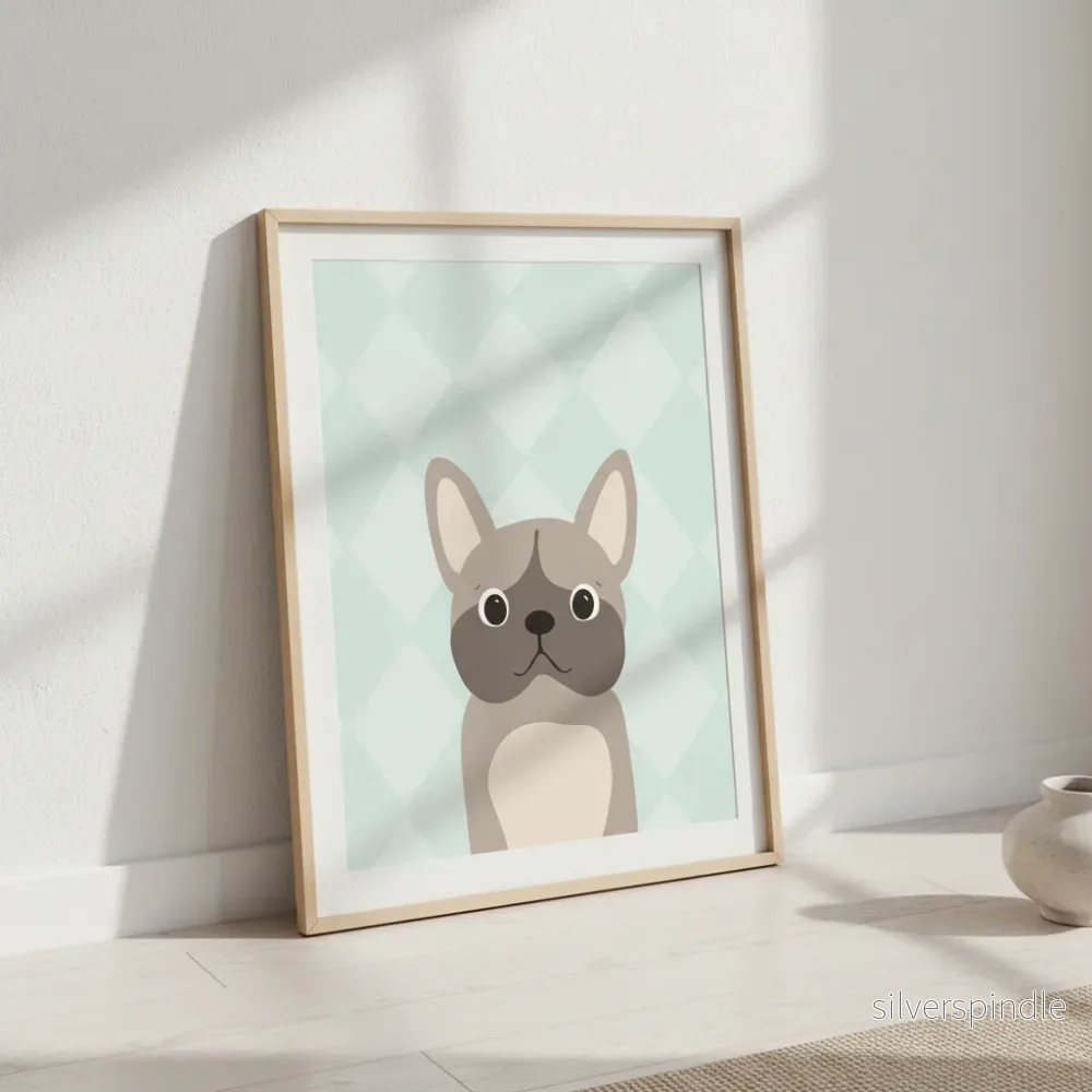 Hundposter Fransk Bulldog Sage Green – Barnrum Hundposter Fransk Bulldog Sage Green – Barnrum