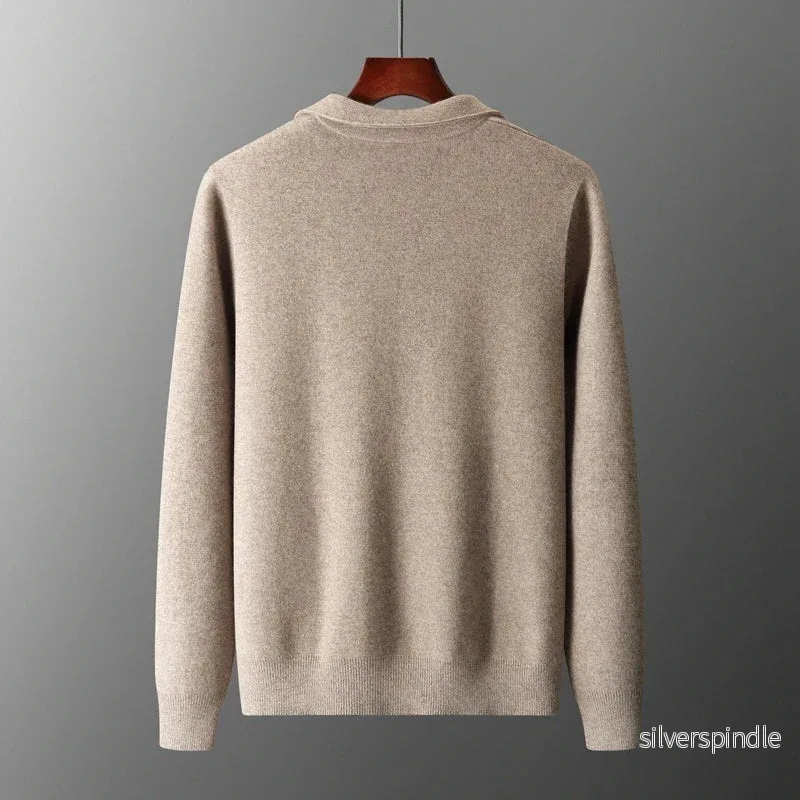 Elegant Herrkofta | Zip Up Cardigan med Skjortkrage & Fickor | Mångsidig Stil för Smart-Casual Look - Bild 2