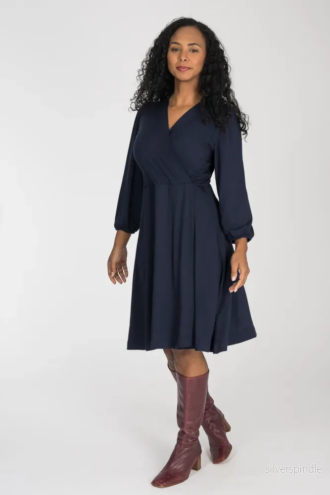 Slip-On wrap short jersey dress - Navy - Bild 3