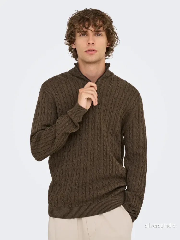 LOUI HALFZIP CABEL COFFEE BEAN LOUI HALFZIP CABEL COFFEE BEAN