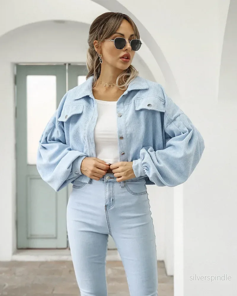 Cropped Jeansjacka Dam | Svart Jeansjacka med Ballongärmar | Modern Casual Look för Vardagsstil Cropped Jeansjacka Dam | Svart Jeansjacka med Ballongärmar | Modern Casual Look för Vardagsstil