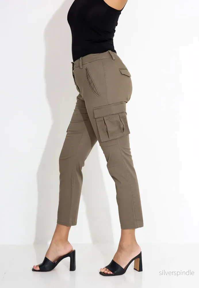 GABARDINE TROUSERS WITH POCKET 09042 - Grön - Bild 2