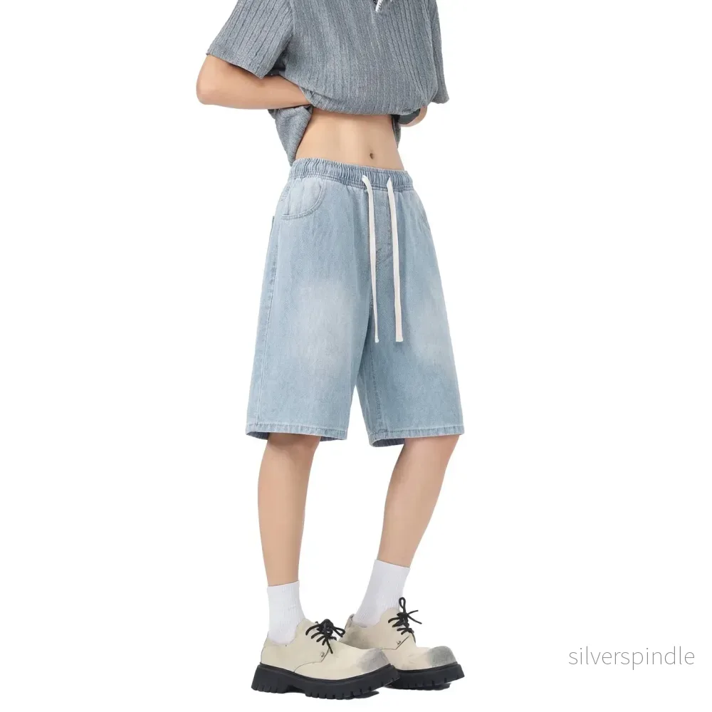 Liam | Stretchiga Blå Herrjeanshorts Med Raka Ben - Bild 3