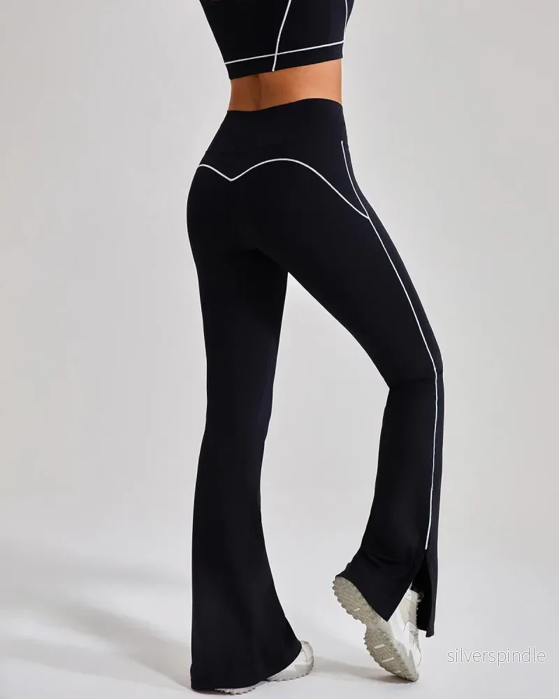 Emma | Hög Midja Utsvängda Leggings med Delade Slitsar - Bild 2