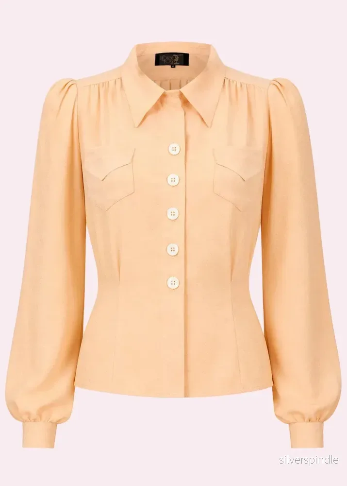 Sweetheart skjorta i vintage stil – aprikosfärgad