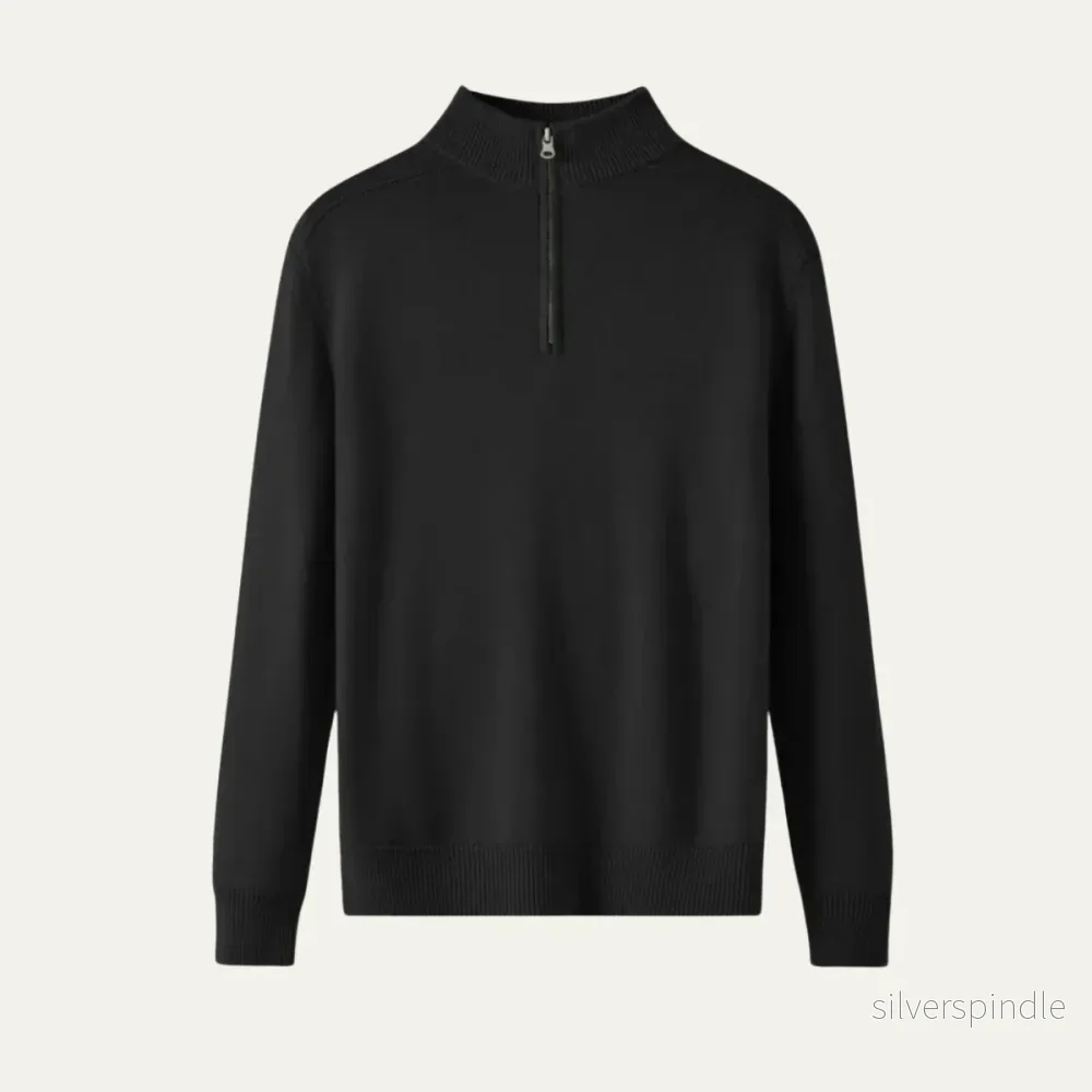 Stickad Tröja för Män med Kvartsdragkedja | Skräddarsydd Passform för Elegant Stil - Bild 2