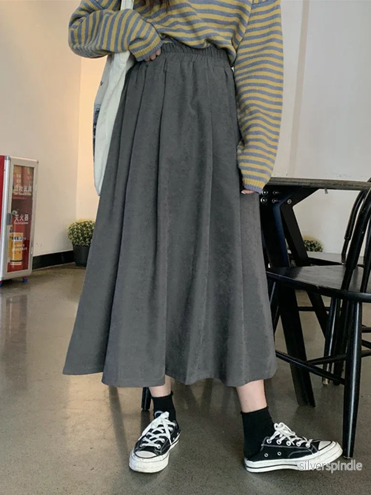 Mia | Elegant A-linjeformad Midikjol med Hög Midja - Bild 3