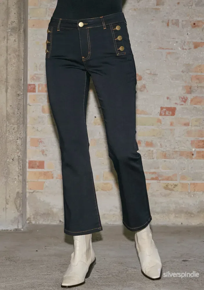 Lido Button Jeans - Denim Blue Unwashed