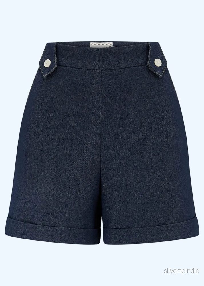 Monroe denimshorts med hög midja – blått Monroe denimshorts med hög midja – blått