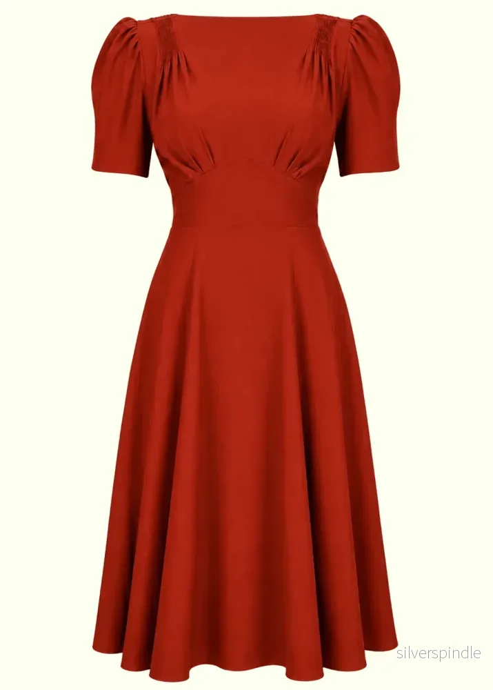 Girl Friday 1940-tals Vintageinspirerad Klänning – rust