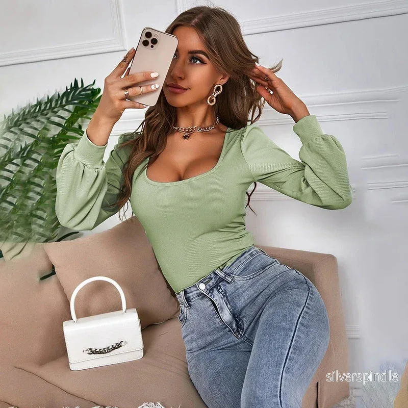 Emma | Elegant Puffärmad Topp med Fyrkantig Halsringning - Bild 2