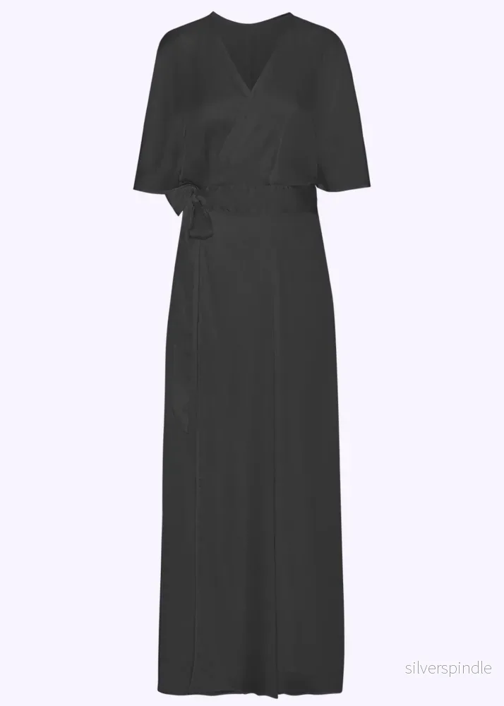 Loungewear morgonrock i vintagestil – svart satin Loungewear morgonrock i vintagestil – svart satin