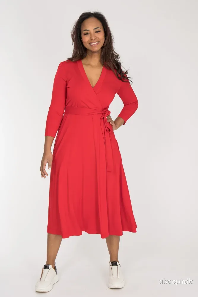Bestie midi wrap jersey dress – True Red Bestie midi wrap jersey dress – True Red