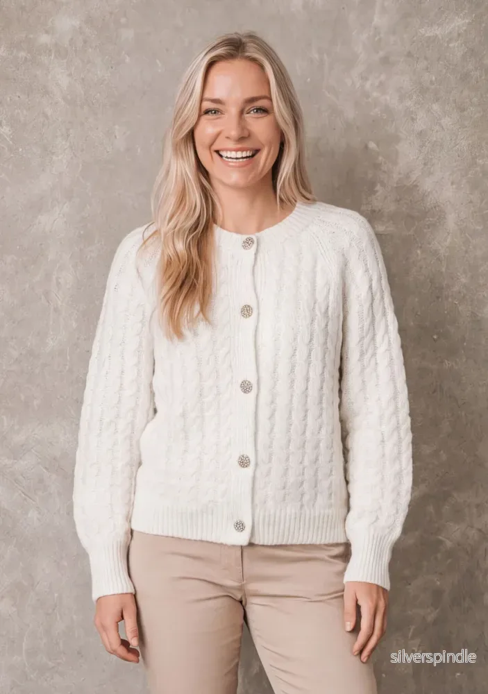 Anna Cable Cardigan – Broken White