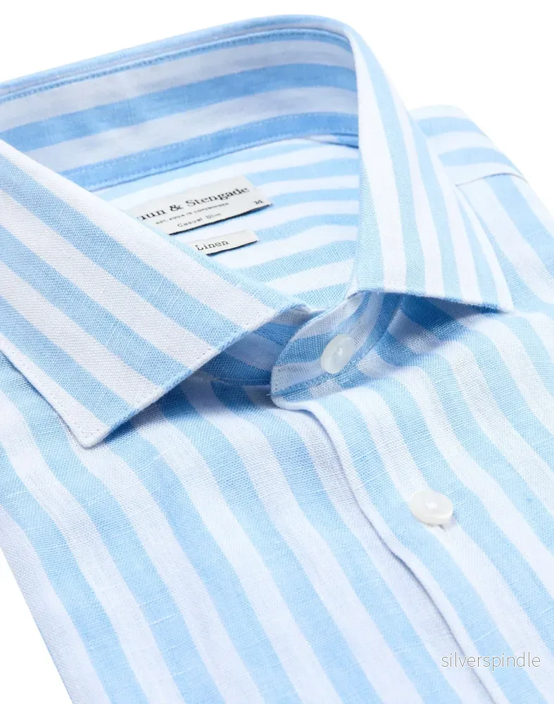 BS Valencia Casual Slim Fit Skjorta - Light Blue/White - Bild 2