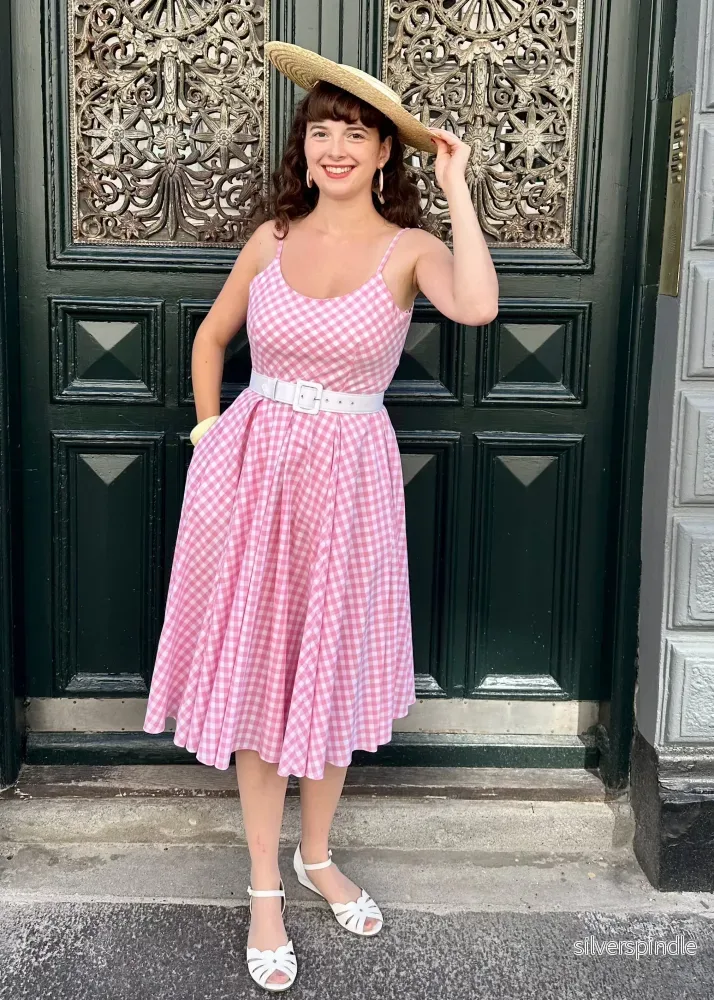 Priscilla swingklänning - rosa ginghamrutigt - Bild 3