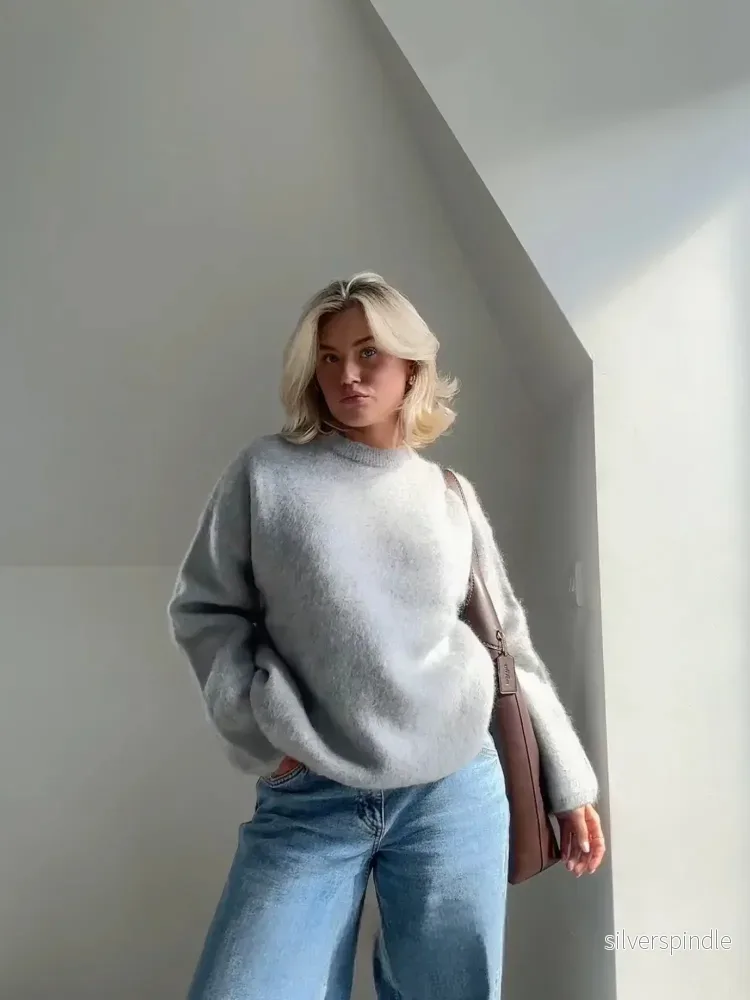 Elegant Mohairtröja för Kvinnor med Avslappnad Passform | Mjuk och Lätt Design för Vardagsstil - Bild 2