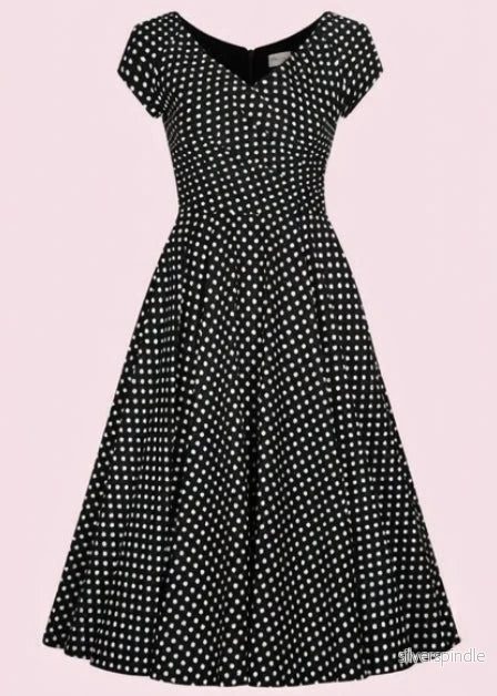 1950-tals Hourglass swing klänning – svart med prickar 1950-tals Hourglass swing klänning – svart med prickar